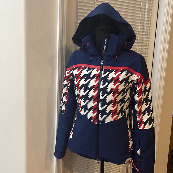 Perfect Moment Mountain Mission III Navy/Houndstooth Jacket w/Removeable Hood - Picture 1 of 9